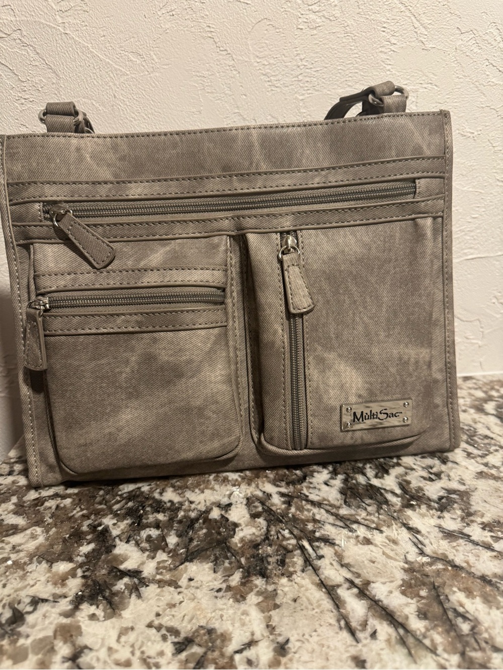 Multisac women’s shoulder bag/purse with pockets dark gray.